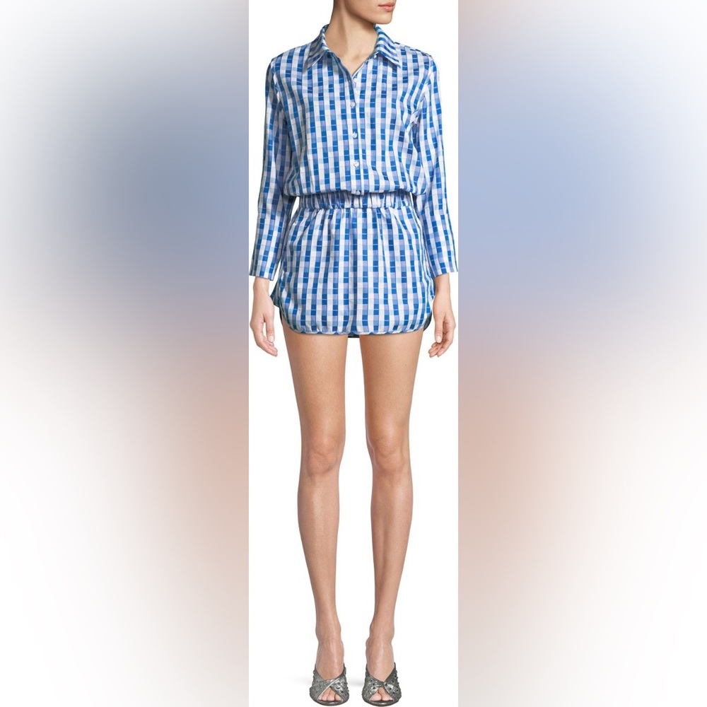 Nwot Alexis Perri Plaid Gingham Button Down Romper size Small